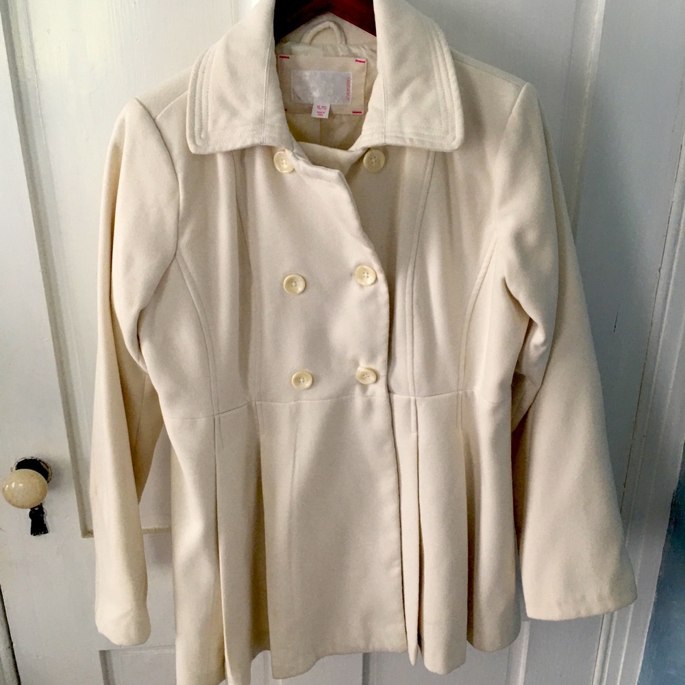 Exhilaration Pleated Swing Pea Coat Belted